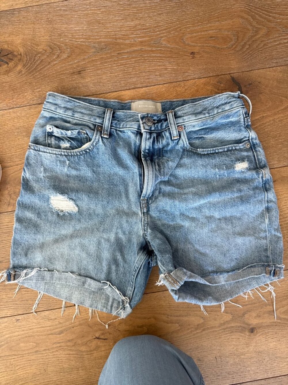 Everlane The Denim Short Organic Cotton Distressed Jean Shorts Size 26